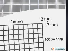 Volieregaas zwart gepl. 13x13x0.8MM, 100CM, 10M
