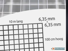 Volieregaas zwart gepl. 6.35x6.35x0.55MM, 100CM, 10M (Muizengaas)